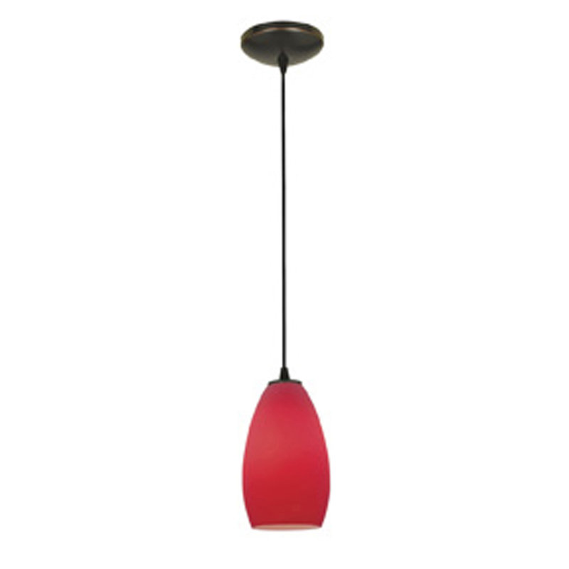Luminaire suspendu à 1 lumière Carballo, Rouge, Bronze huilé