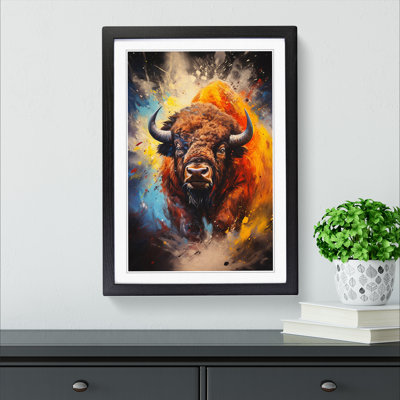 Buffalo Action Painting Art - Framed Print