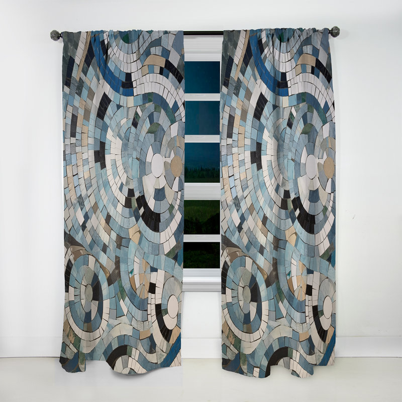 Rideau bohémien bleu et blanc Medley - rideau moderne - velours obscurcissant - 1 panneau, L 52 po x L 84 po