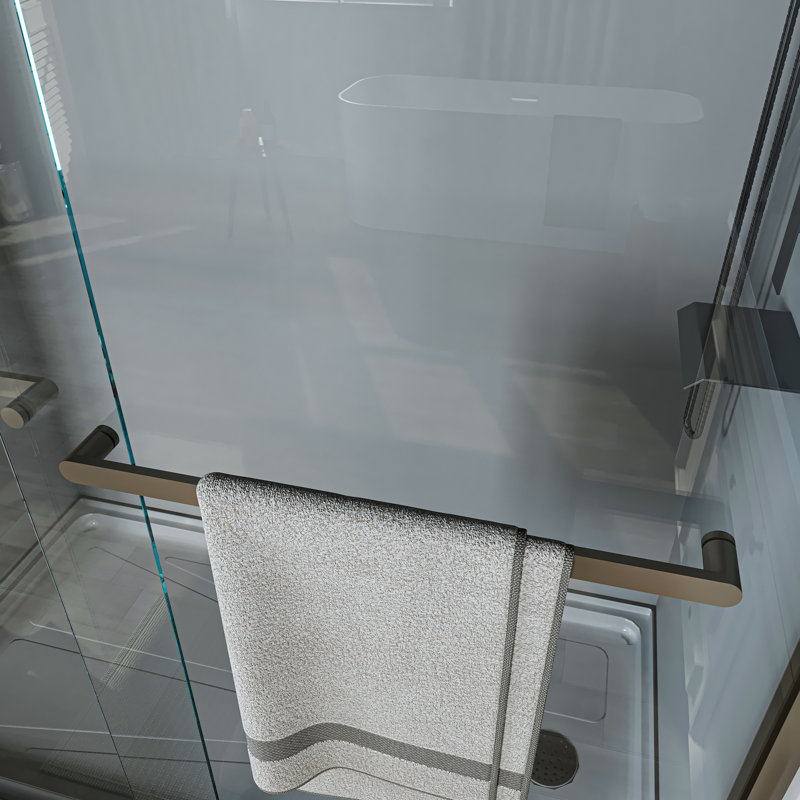 60'' Oil Rubbed Bronze Sliding Shower Door with Clear Glass