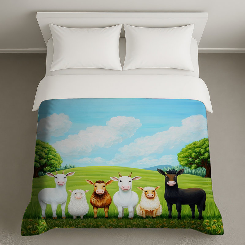 Housse de couette Farm Farm Bedding Animals Farmhouse, Lit simple