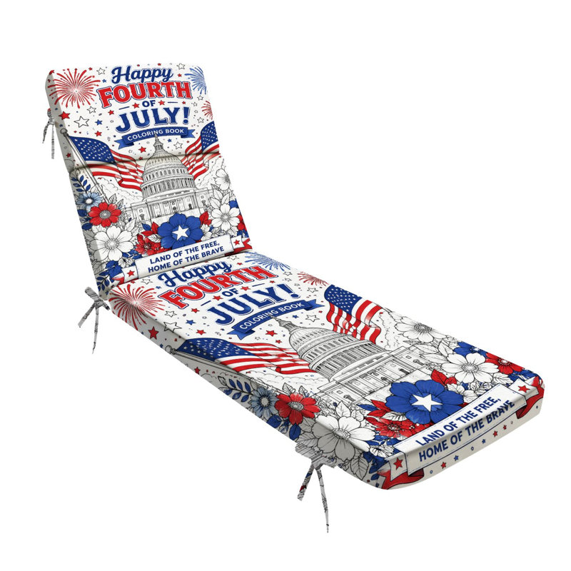  Coussin de patio pour l'extérieur 3 po Patriotic Fourth US Capitol Flags