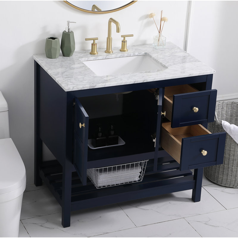 Ensemble de meuble-lavabo simple 36 po Pagano, bleu