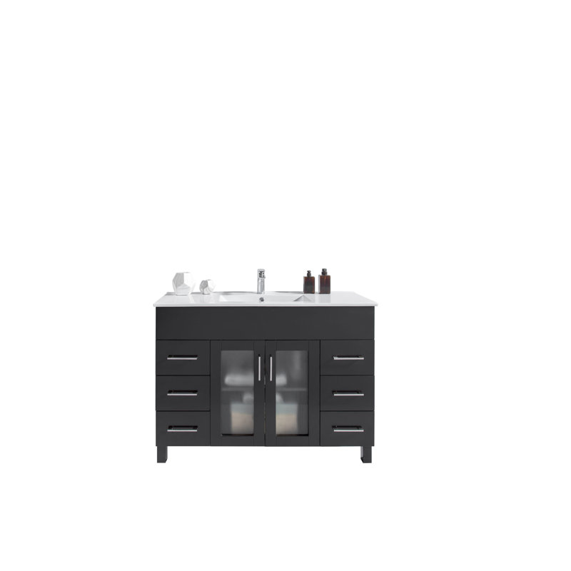 Nova 47.64'' Single Bathroom Vanity with Ceramic Top, Espresso