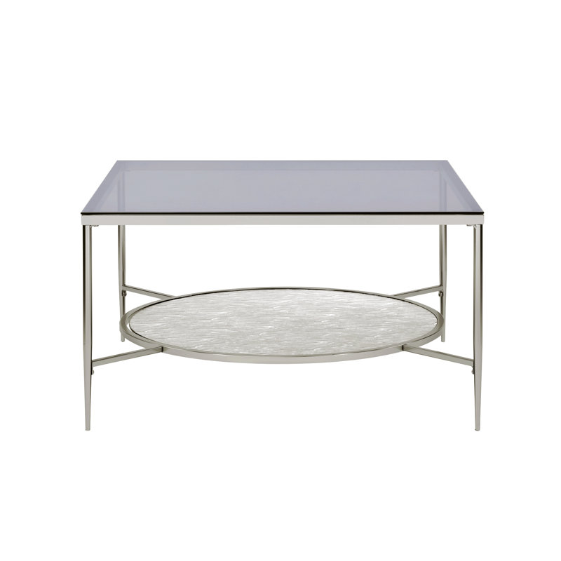 Table basse Solmon avec rangement en chrome
