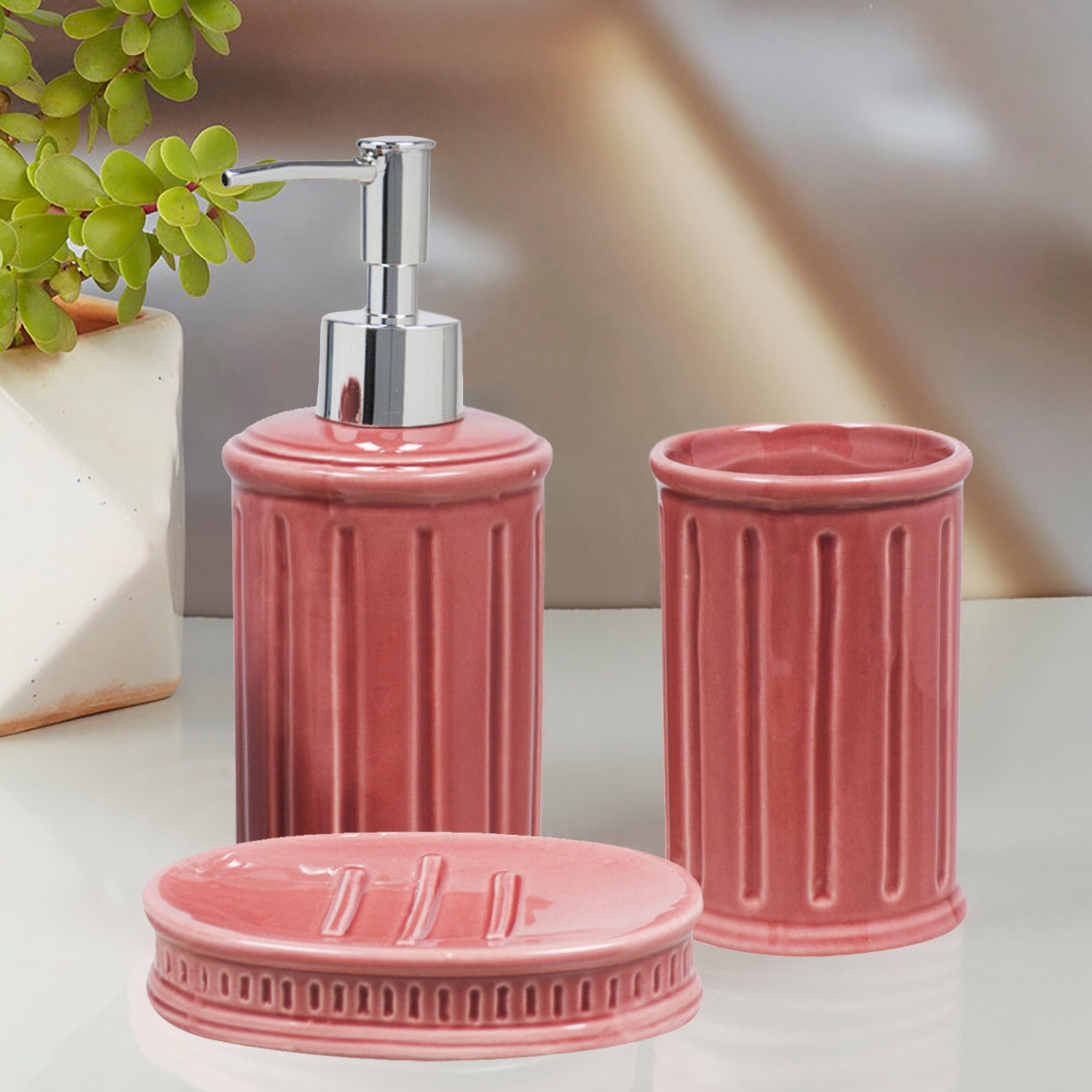 Wildon Home® Aurther Porcelain China Bathroom Accessory Set Wayfair