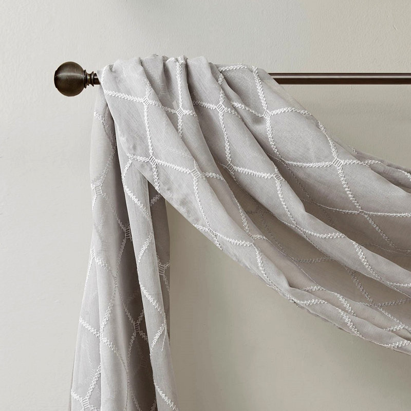 Écharpe de fenêtre transparente brodée diamant, Gris