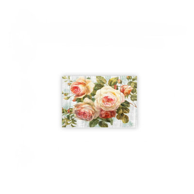 Vintage Roses Print Canvas Wall Art 24 X 20 In