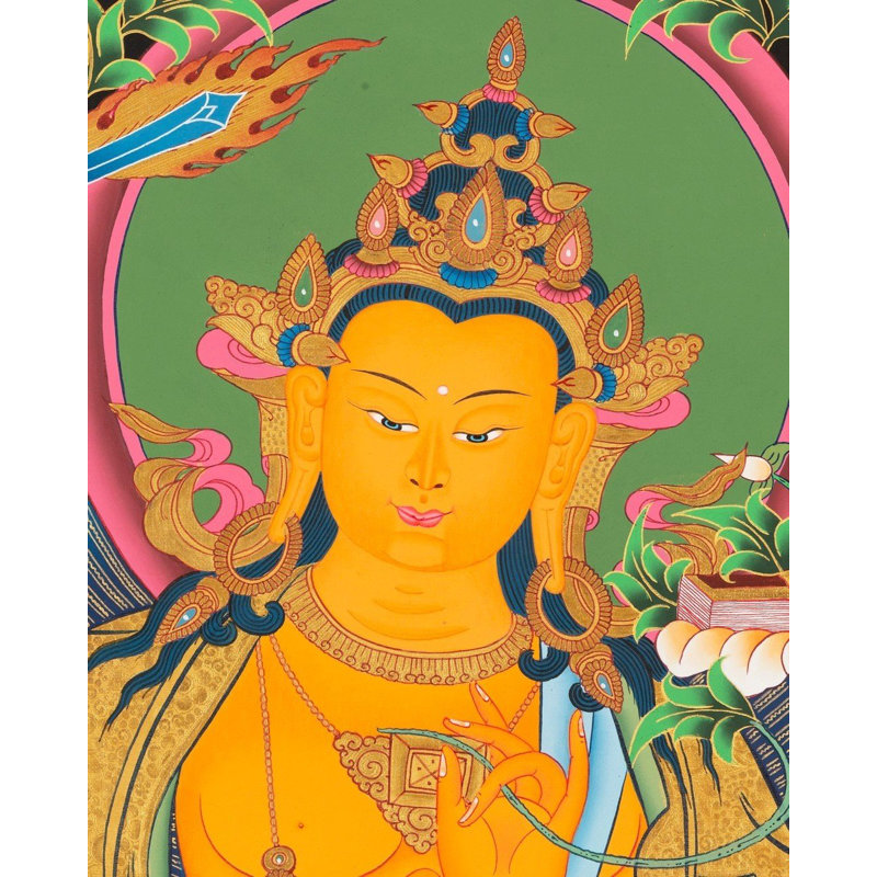 Manjushree dans la nature (Thangka sans brocart)