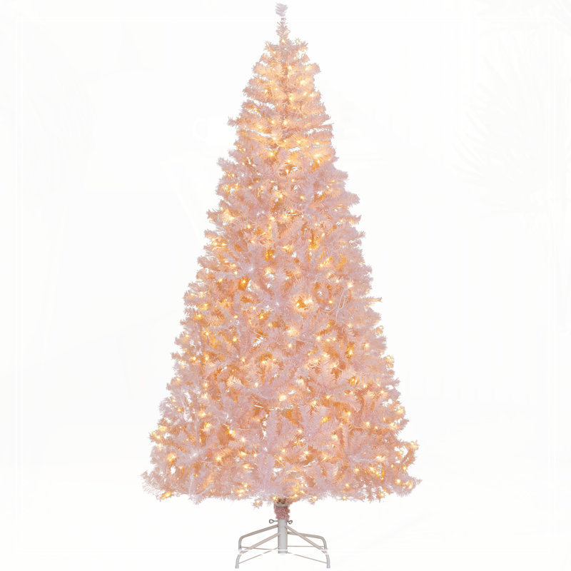 Sapin de Noël artificiel 7,5 pi avec branches réalistes, Rose