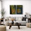 "Modern", abstrait, orange et vert, ensemble géométrique, images de salon, impression sur toile encadrée, 2 pièces-126545419-126545422