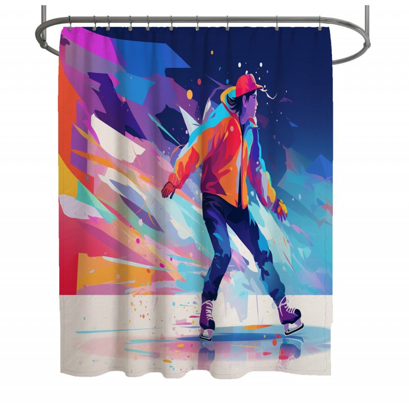 Ice Skating Window Shower Curtain, 73"H x 70"W