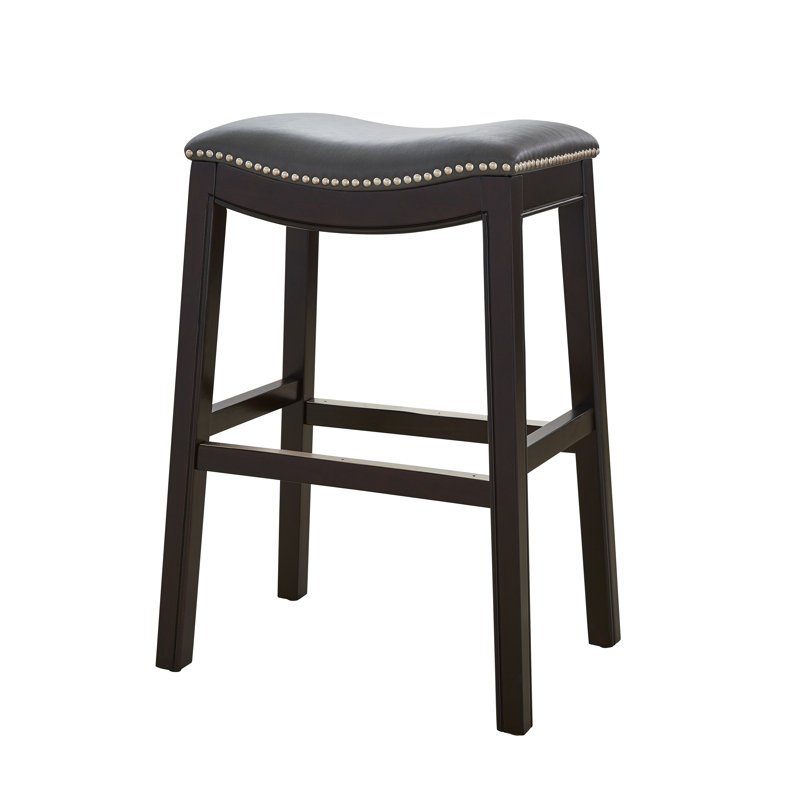 Hasitha Upholstered Counter Stool with Solid Wood Frame, Gray, Counter Stool (25” Seat Height)