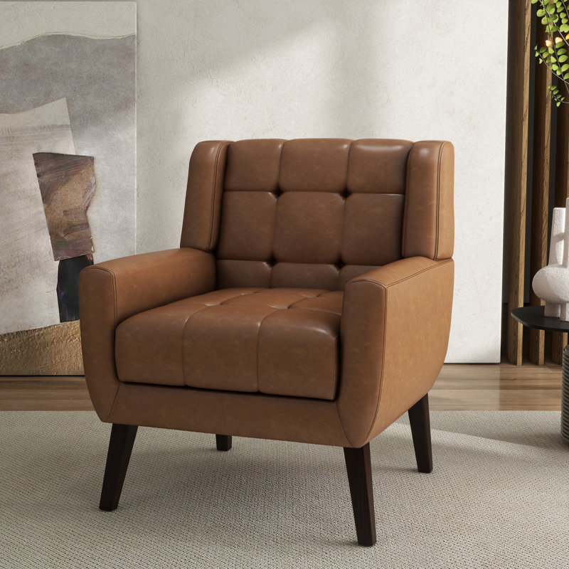 Fauteuil d'appoint Jaqueze, Similicuir brun Jaqueze