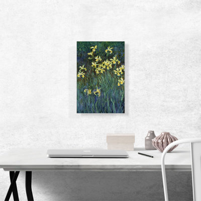 «Yellow Irises» par Claude Monet, reproduction d'art sur toile tendue