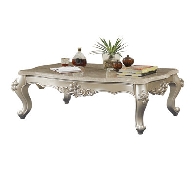 Coffee Table, Natural Marble Top & Dark Walnut