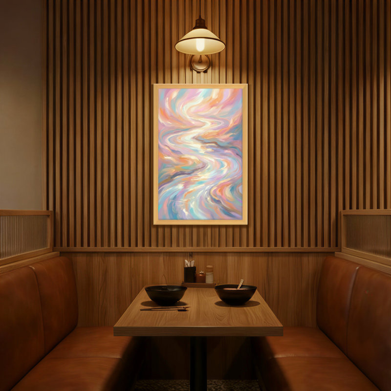 Abstract Soft Pastel Waves Abstract Art Canvas, H 18 po x l 12 po
