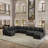 Oversized U-Shaped Couch Chenille Sectional Sofa Solid Wood Storage Modular Sofa With Cup Holder-451680000