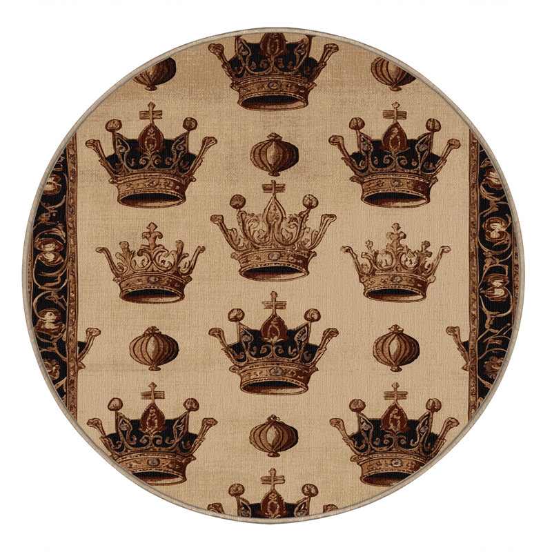 Tapis beige français lavable à la machine, Rond 6 pi