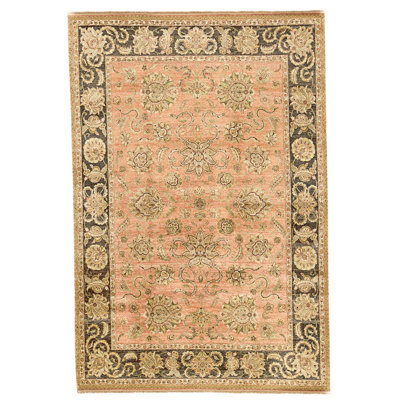 High-Quality Hand-Knotted Rose And Black Area Rug