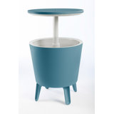 Keter 32 Qt. Cool Bar Cooler Outdoor Weather Resistant Patio Furniture 2 in 1 Pop Up Cocktail Side Table and Beverage Cooler Combo