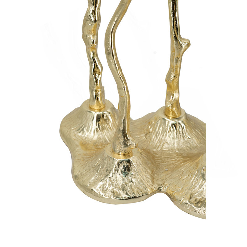 Bougeoir 5 lumières 9,8 x 6,7 x 14,2 po en fonte d'aluminium avec motif botanique doré