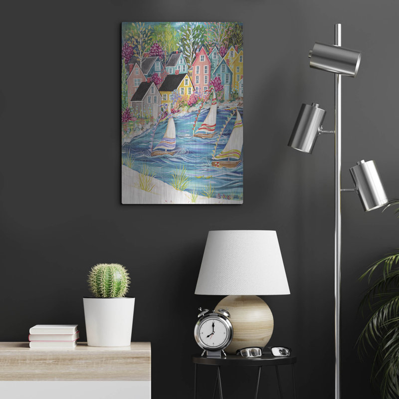 «Coastal Village» par Estelle Grengs, H 24 po x l 16 po