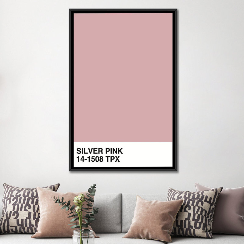 « argenté rose 14-1508 tpx », impression sur toile, H 26 po x l 18 po x P 1,5 po, Toile avec cadre noir, Pas de tapis