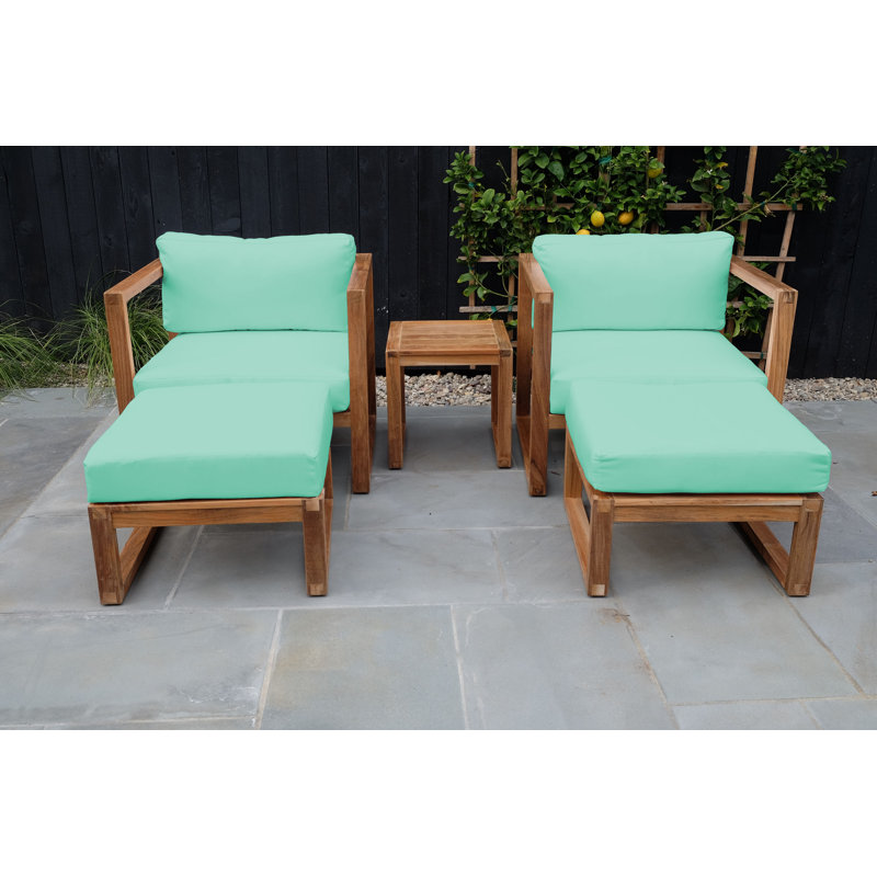 Ensemble de conversation en teck avec coussins Sunbrella, Glacier