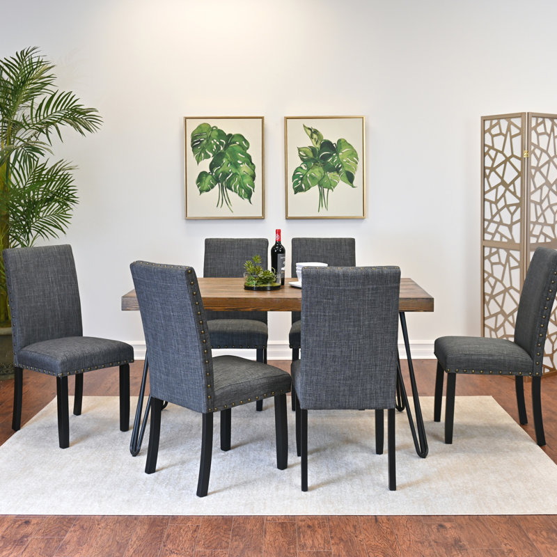 Ensemble de salle à manger Amisos, table à manger en épingle à cheveux, 3 options de couleurs (ensemble de salle à manger), 7