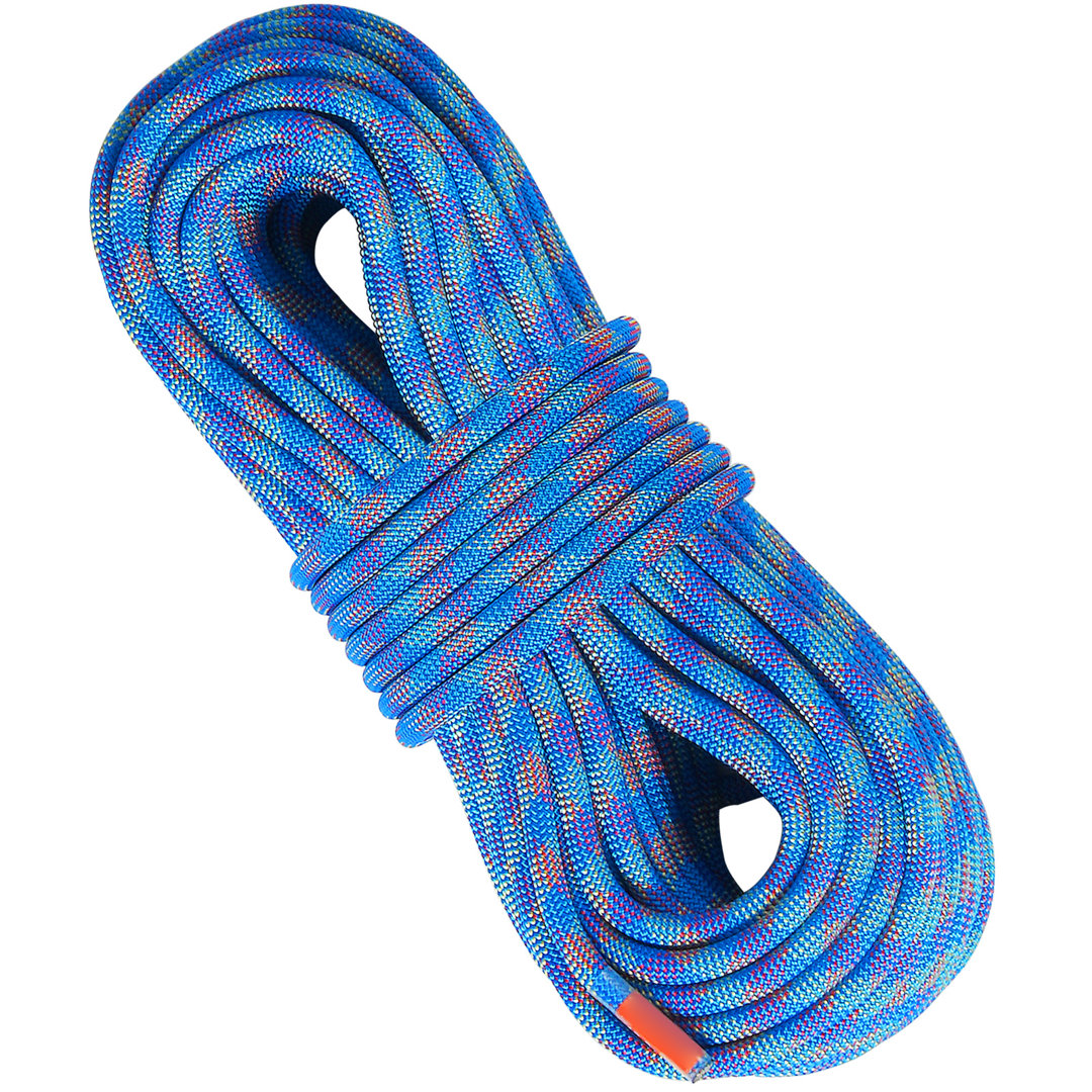 10.2mm Dynamic Climbing Rope, 50M(164ft) Outdoor Rock Climbing Rope 25KN Breaking Tension, Stretchable Fiber Rope with Steel Snap Hooks for Escape, Ra