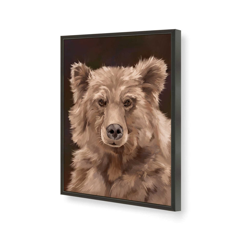 «Bushy Bear» par Cat Thurman Designs, reproduction d'art, Noir, L 36 x H 48, Impression encadrée