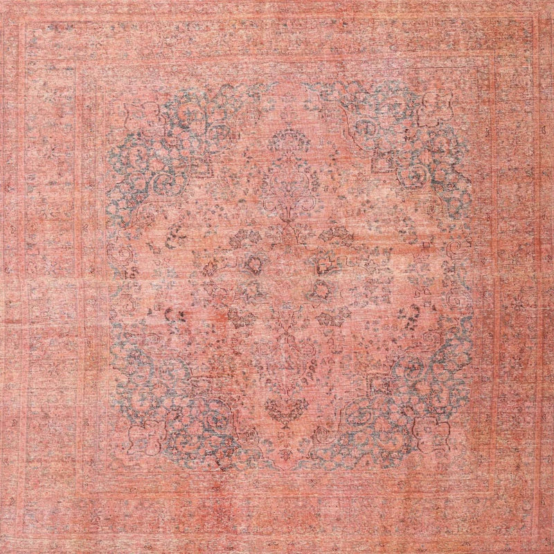 Tapis traditionnel beige/rouge Ignatius, Rond 5 pi