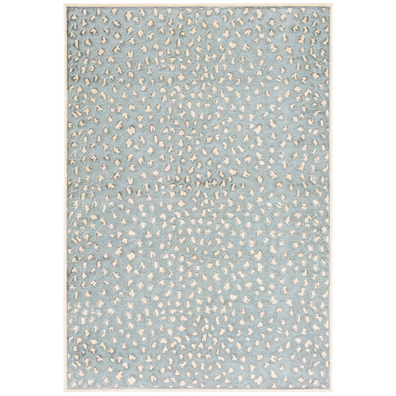 Banerjee Animal Print Cream/Spruce Area Rug, Rectangle 8' x 10'