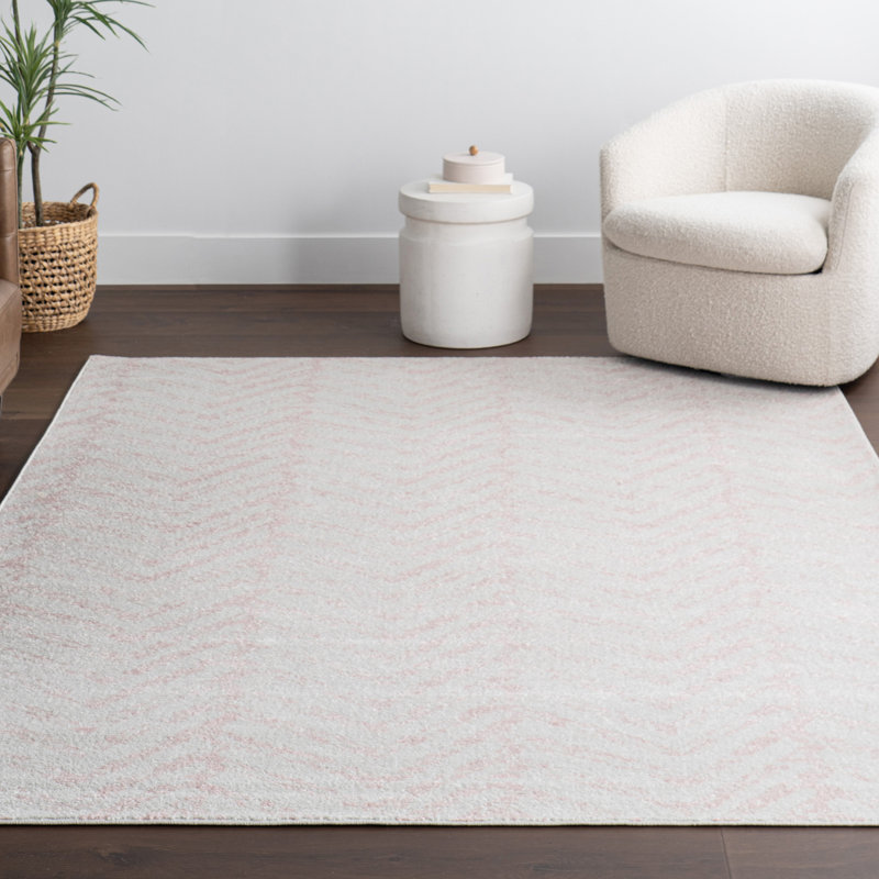 Tapis rose / ivoire Roseanne, Rectangle 5 pi x 7 pi 5 po