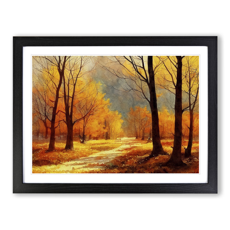 Forest In Autumn Vol.3 - Single Picture Frame Print, Black Framed, 46cm H x 64cm W x 2cm D