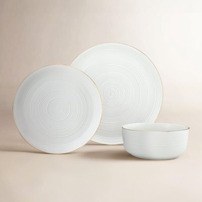 Keene Gold Rim 12 Piece Dinnerware
