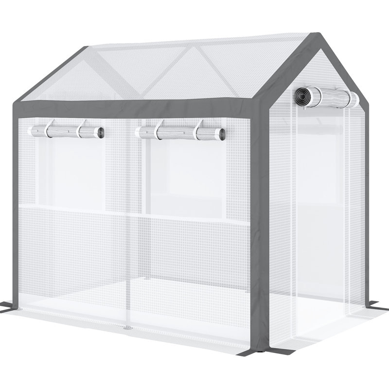 Serre 8 pi x 6 pi x 7,5 pi Walk-In, espace de jardinage extérieur avec 6 fenêtres, 2 portes et fermeture à glissière