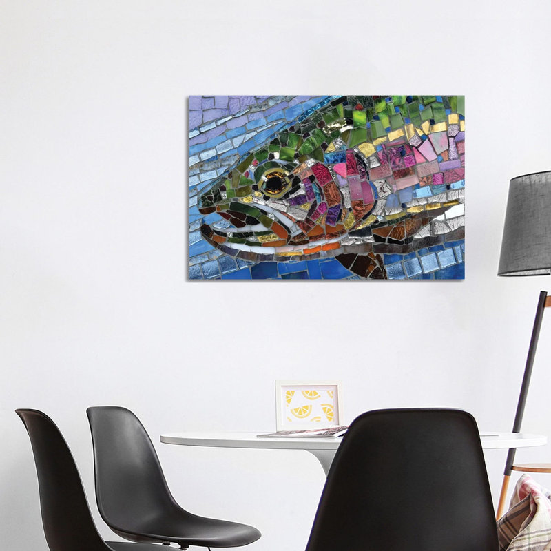«Rainbow Trout Glass Mosaic» par Cynthie Fisher, impression sur toile tendue, H 26 po x l 40 po x 1,5 po