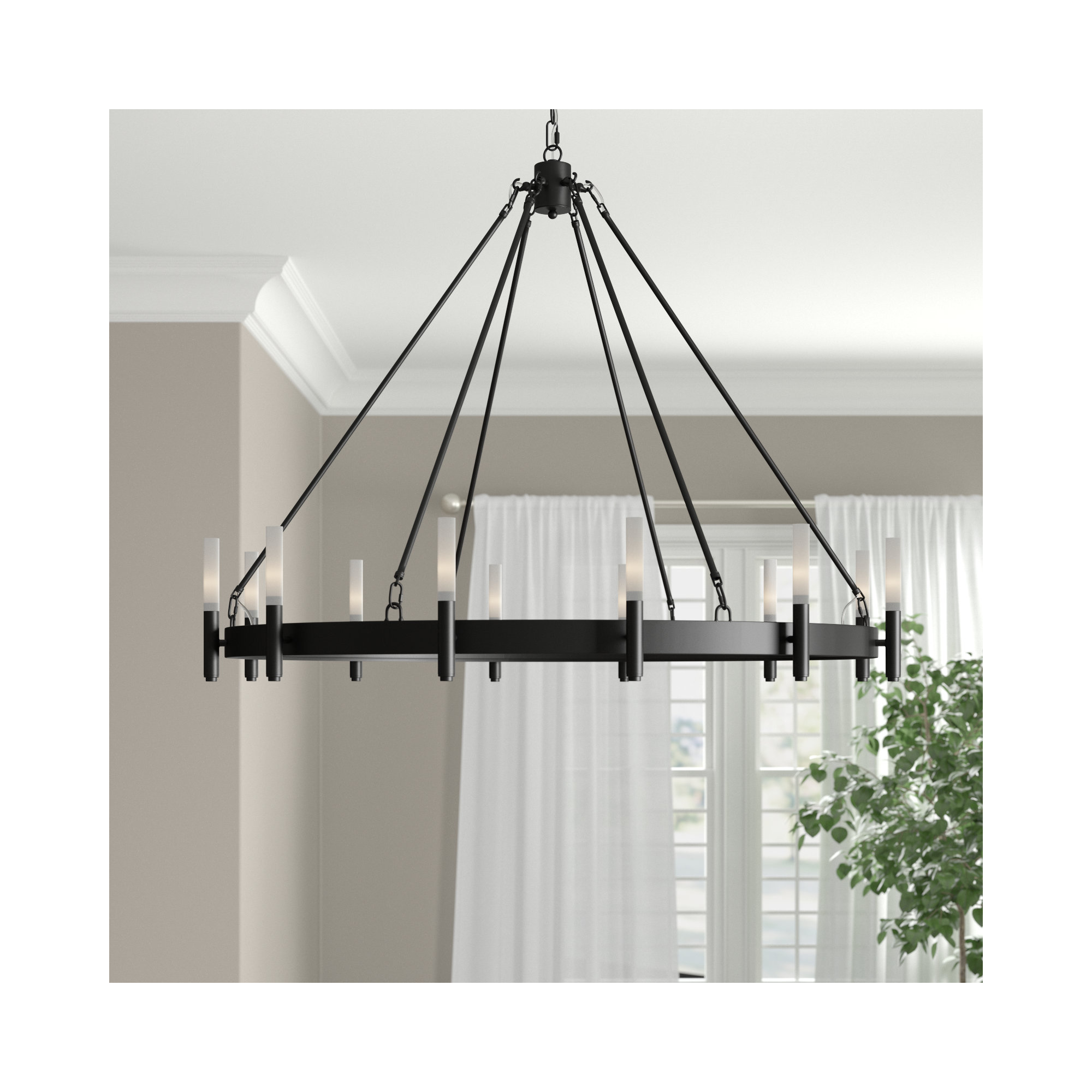 Bryden 12 - Light Metal Dimmable Chandelier, Matte Black