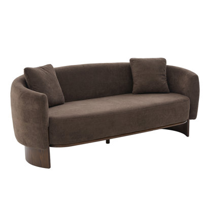 Calyra 3-Seater Modern Curved Boucle Upholstered Sofa with Wooden Base and Sculptural Silhouette