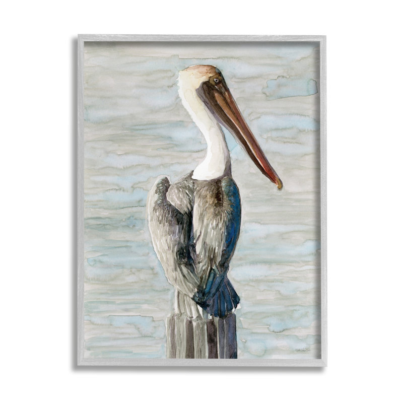 Oiseau aquatique côtier à long bec par Stellar Design Studio - Peinture, H 14 po x l 11 po x P 1,5 po
