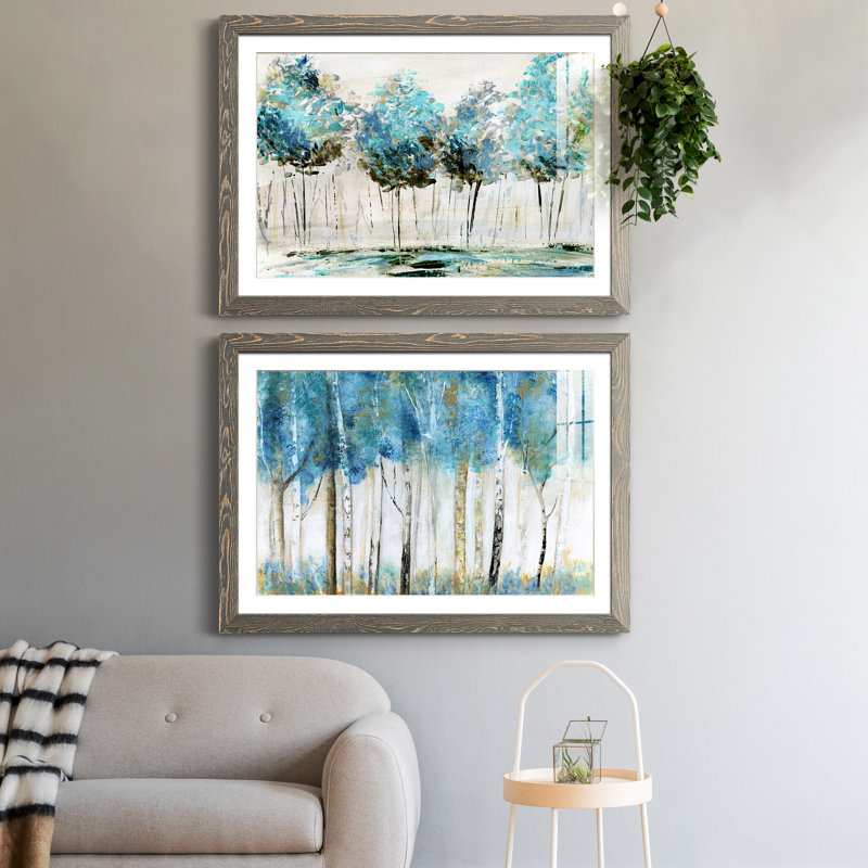 " Spring " 2 - Pieces Painting Print, Grey Framed Paper, 23" H x 32" W x 1" D