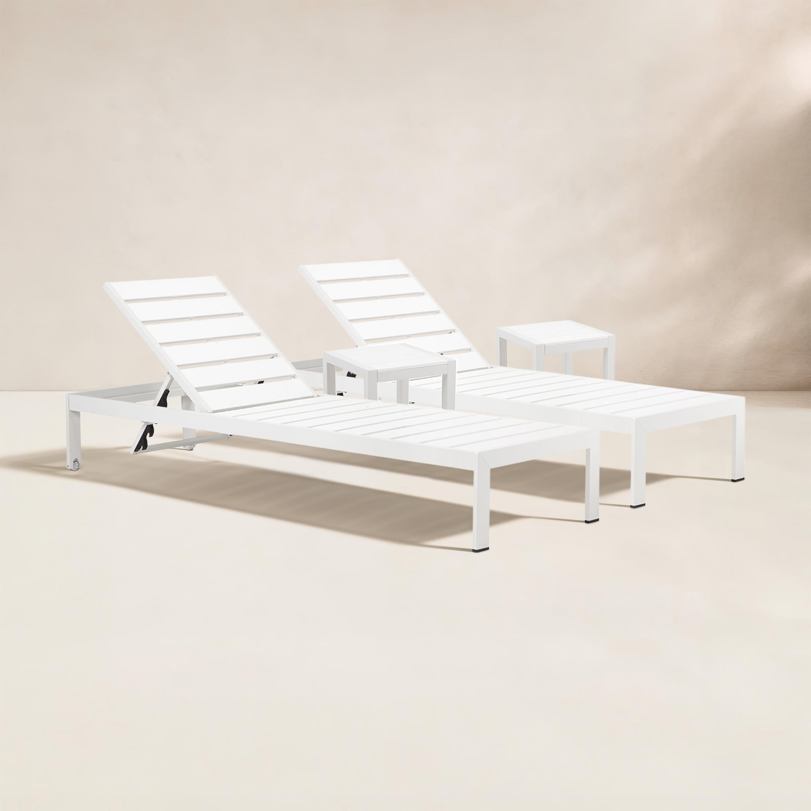 Aynura 26" Patio Chaise Lounge Set, White