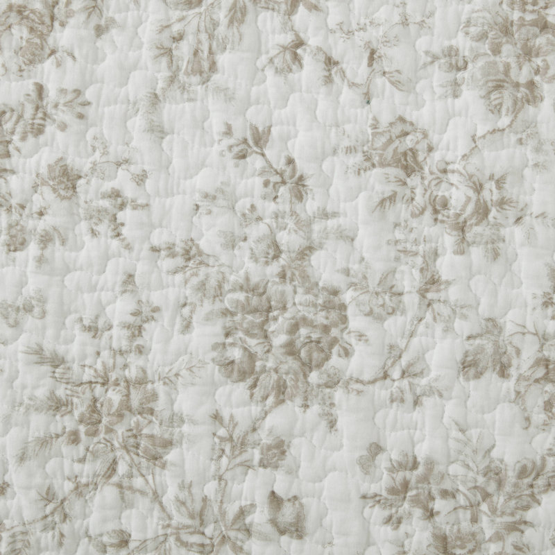 Ensemble de courtepointe réversible en coton Laura Ashley, Courtepointe simple et 1 taie décorative, Brun