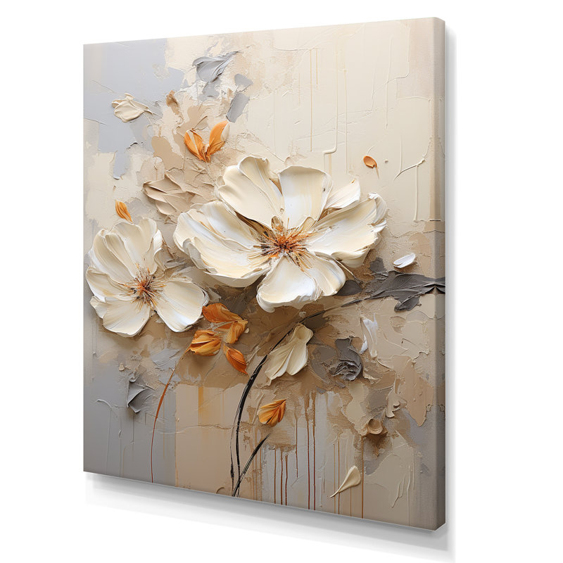 «Beige Simplicity In Petals I» sur impression sur toile, H 44 po x l 34 po x P 1,5 po, Toile tendue