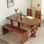 Table de salle à manger en bois de noyer massif et brun-107971821