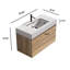 Meuble-lavabo en chêne brut + chêne brut 36 "avec lavabo en quartz blanc et tiroirs souples Grace, meuble-lavabo mural flottant pour salle de bain moderne, lavabo blanc une pièce