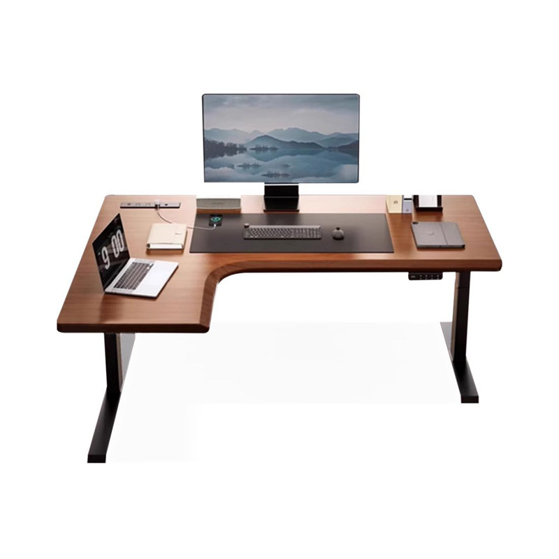Bureau en coin en bois massif à hauteur réglable, H 24,41 po x l 70,87 po x P 43,31 po, Retour à gauche