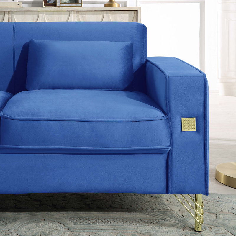 Barcaldine Velvet Loveseat, Dark Blue Velvet